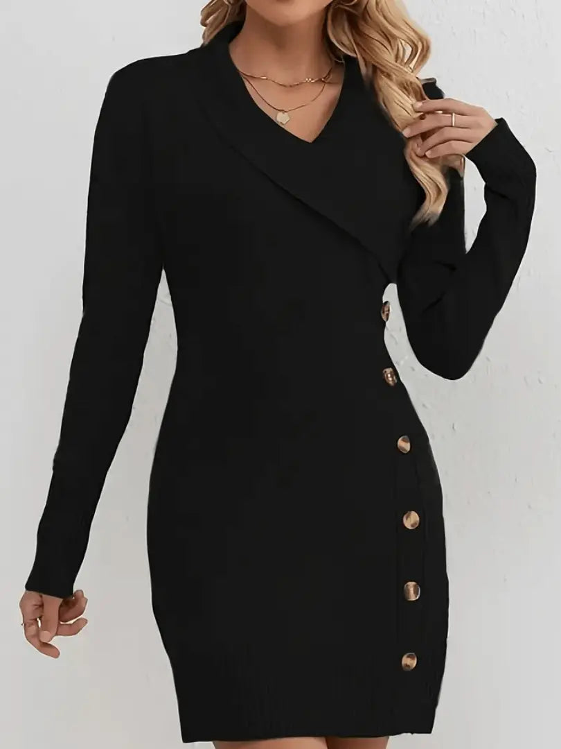 slim fit dress in knit material with side fastening detail