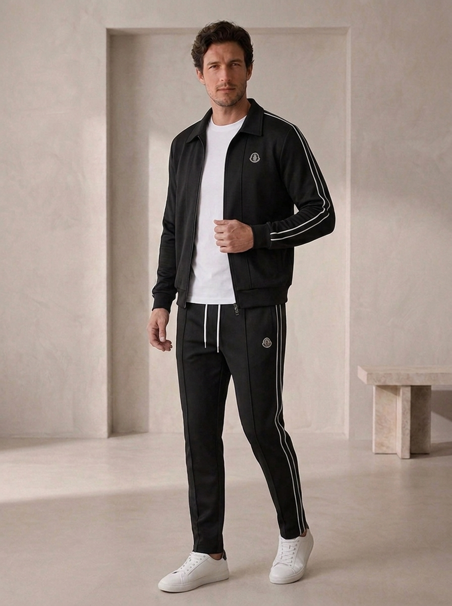 Cotton side stripe tracksuit with matching trousers