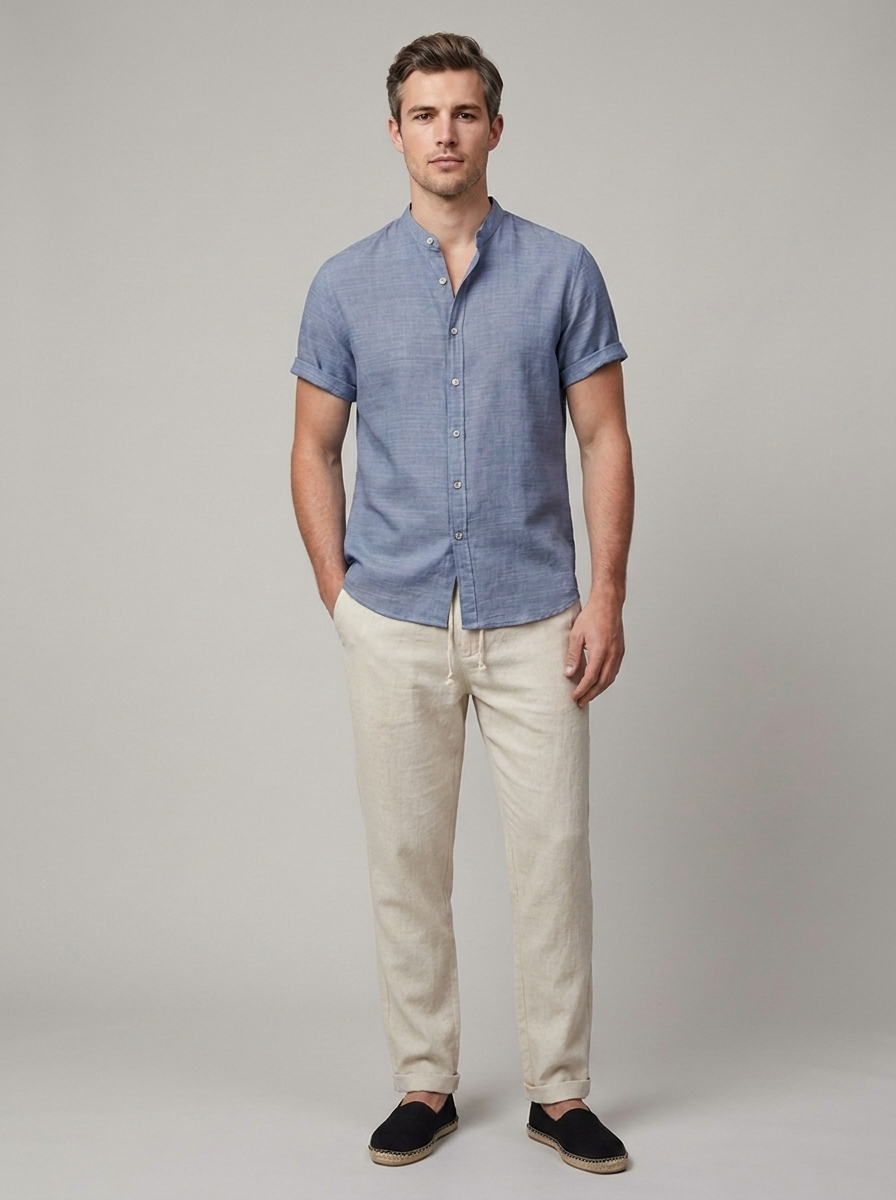Relaxed fit shirt and shorts set for warm weather