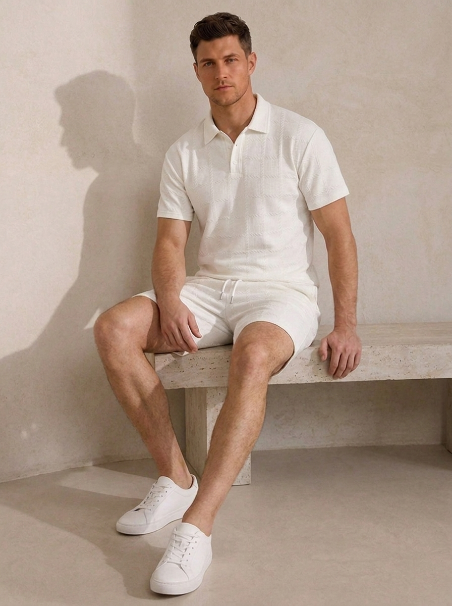 Cotton polo shirt with matching shorts