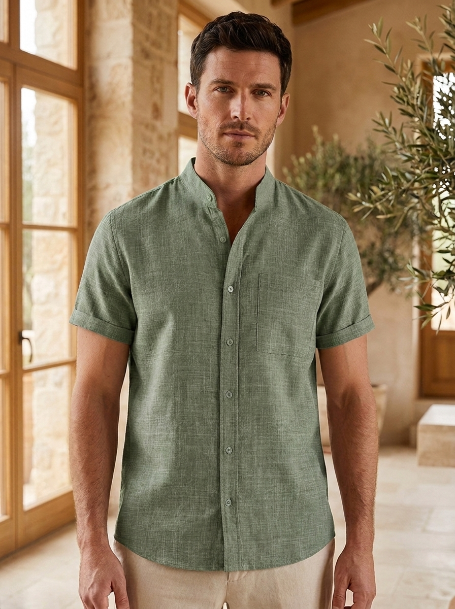 Men's short sleeve cotton shirt for daily wear