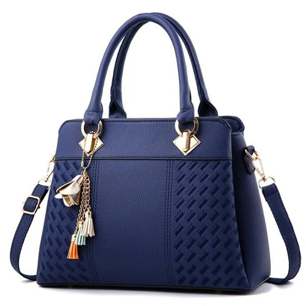 Sac Cabas Texturé à Motif Géométrique avec Breloque Femme