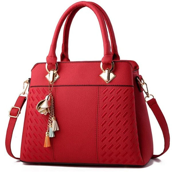 Sac Cabas Texturé à Motif Géométrique avec Breloque Femme