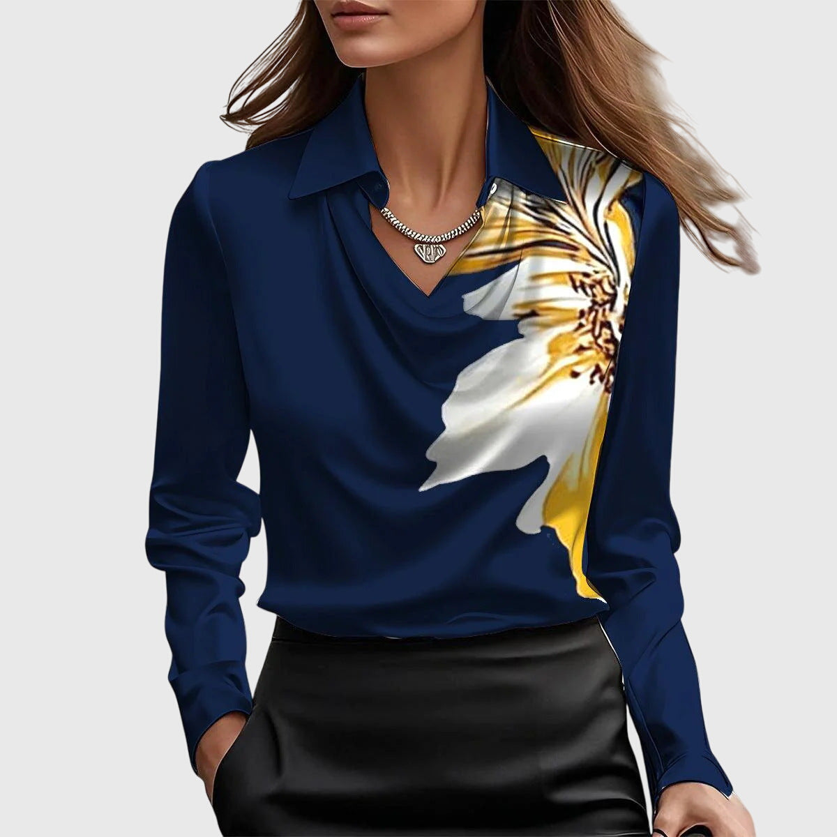 Satin blouse featuring smooth satin finish and refined silhouette
