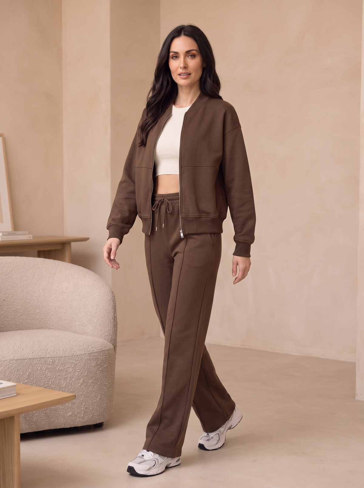 Women's fleece zip-up lounge set