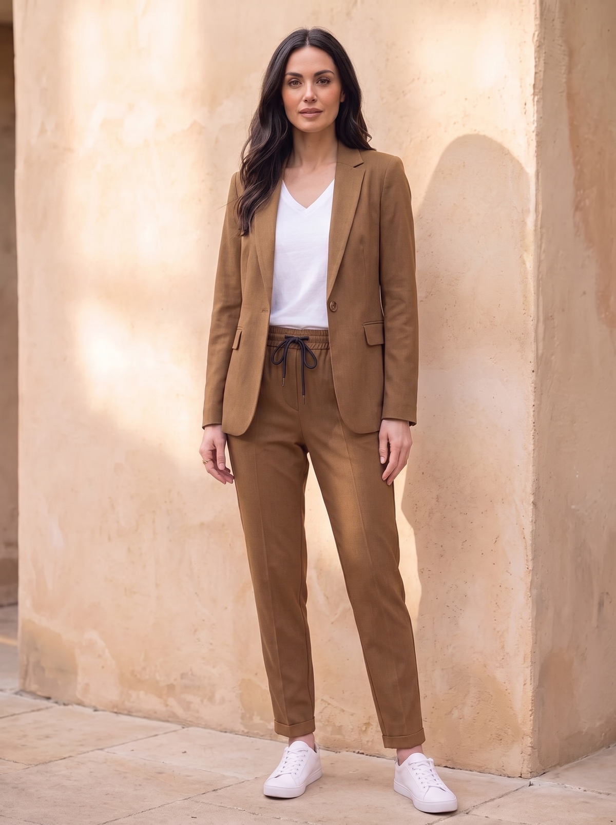 Woven blazer jogger set women