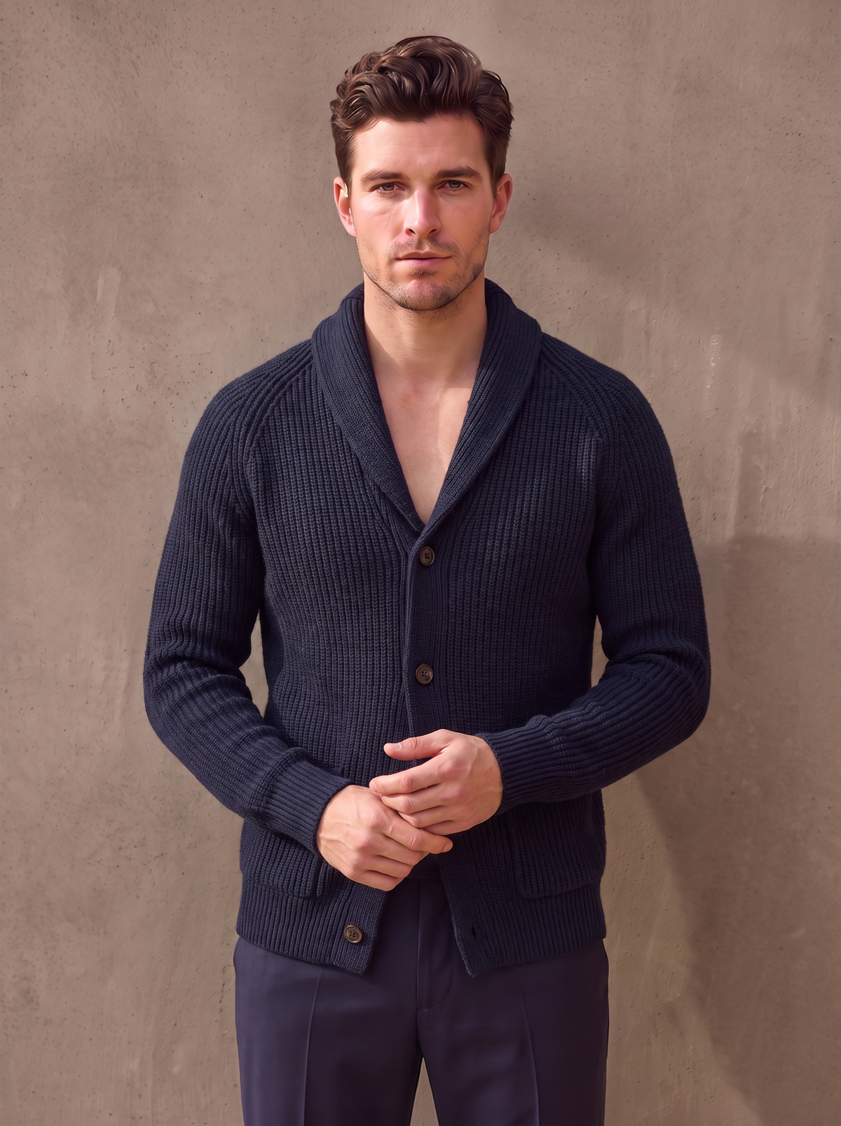Men's wool button cardigan