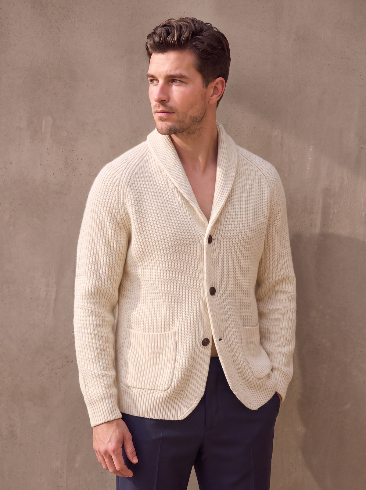Men's regular fit wool cardigan