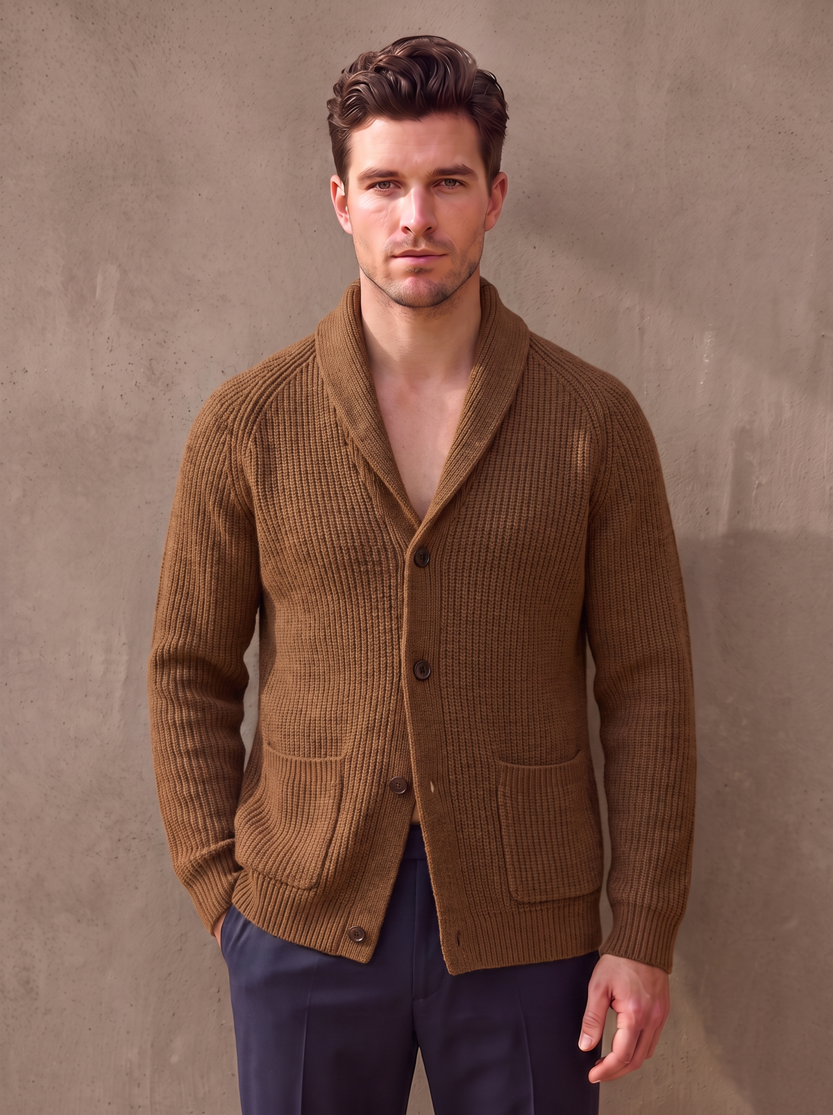 Men's wool knit cardigan