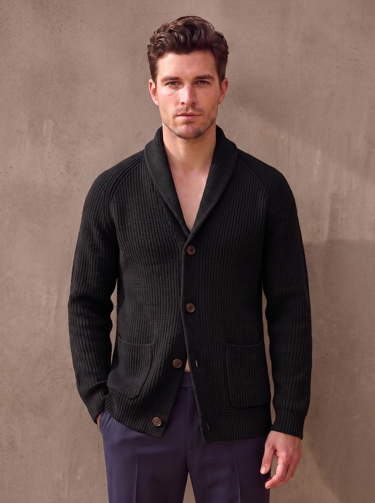 Wool knitwear cardigan men