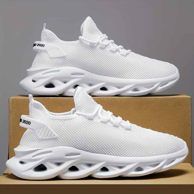 Lightweight trainers showing textured sole pattern and ankle support
