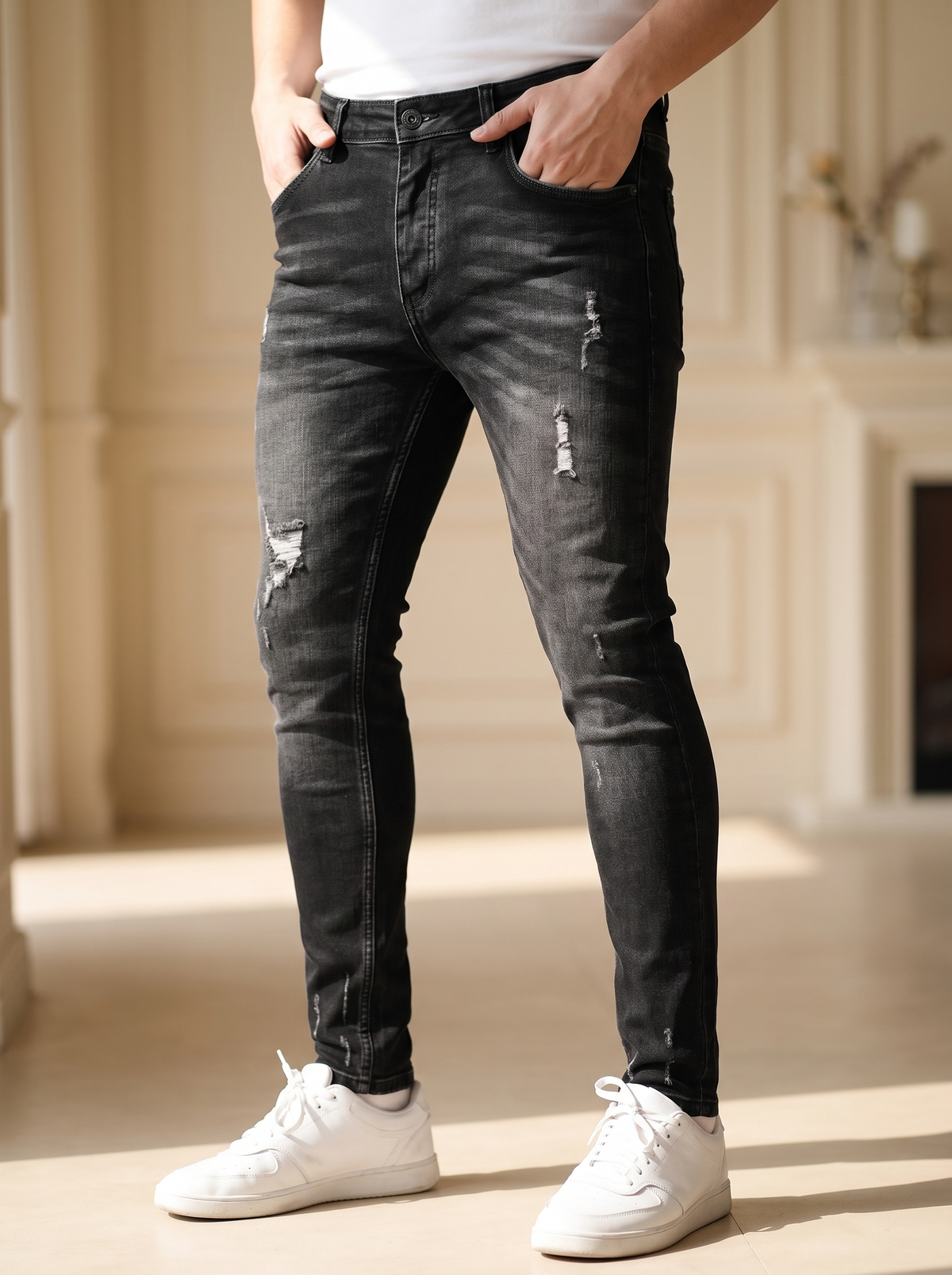 Cotton trousers straight fit men