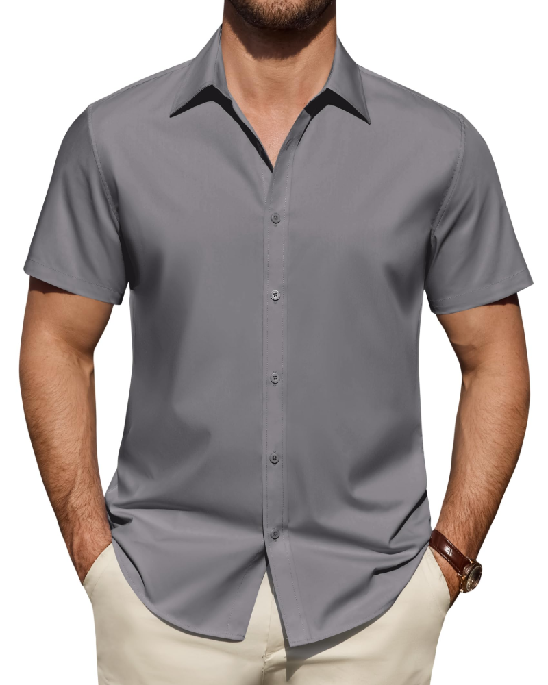 Men's button-up shirt designed for business and everyday wear