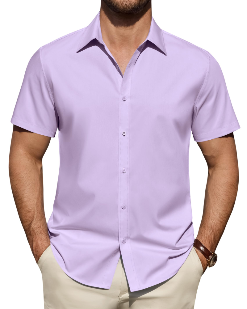 Smart casual short sleeve shirt with a clean plain finish