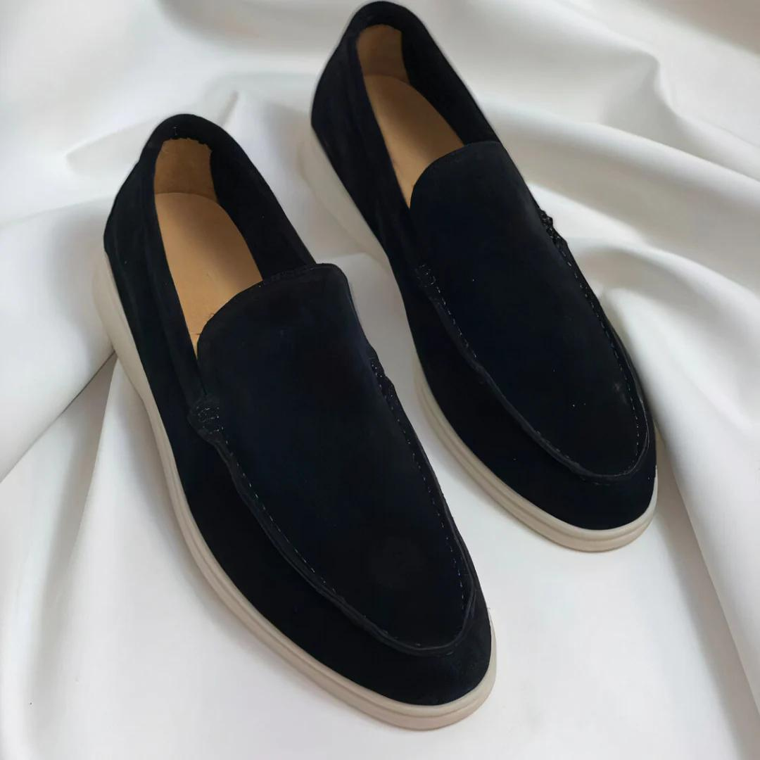 Suede loafers with padded collar in casual everyday fit for men