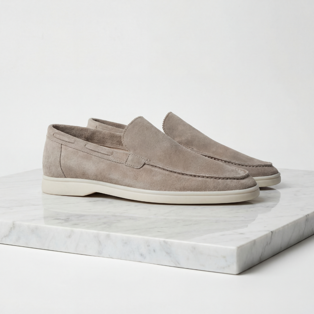 Suede slip on loafers with a classic design