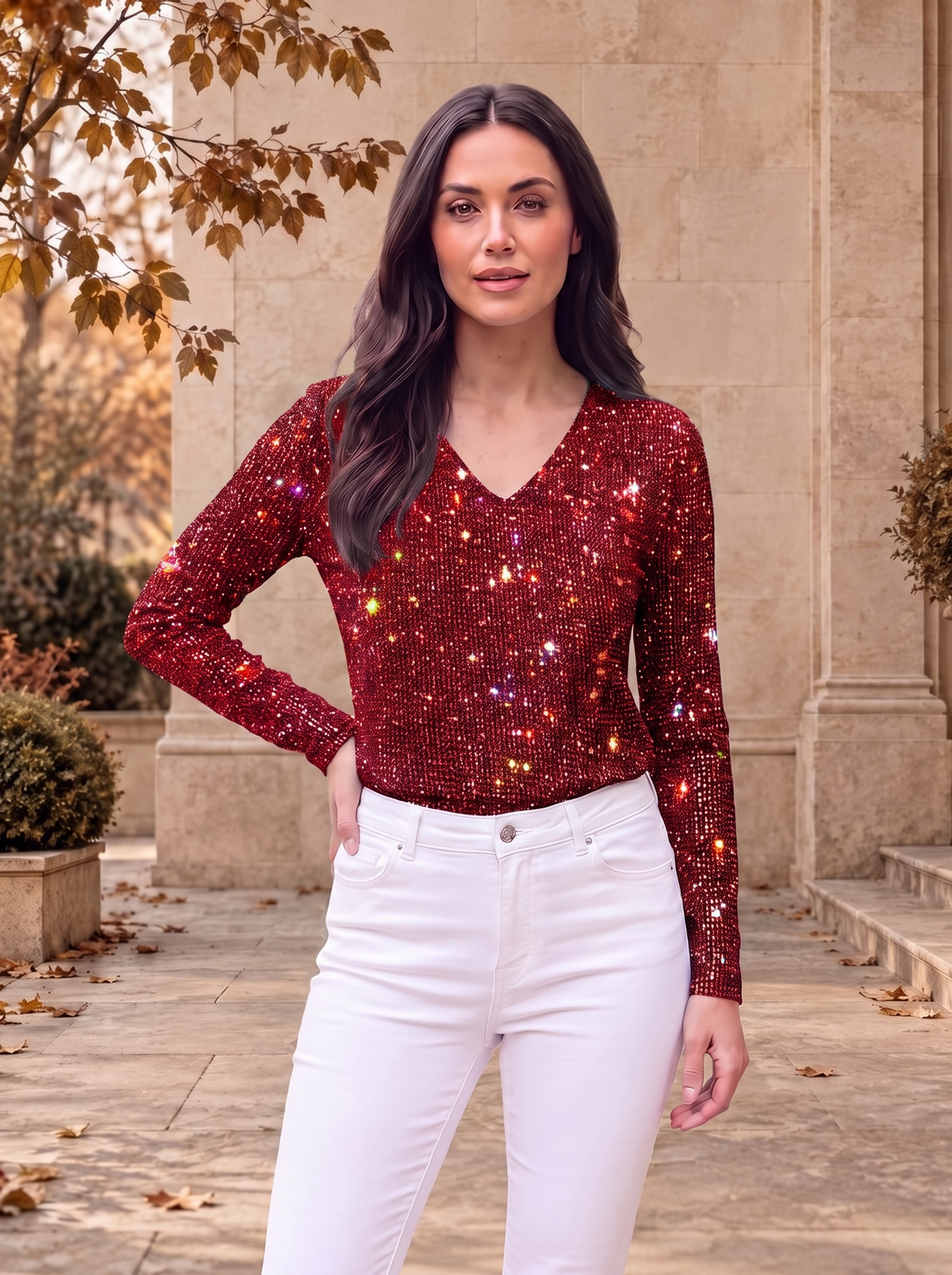 Knit Top Festive Sweater Regular Women