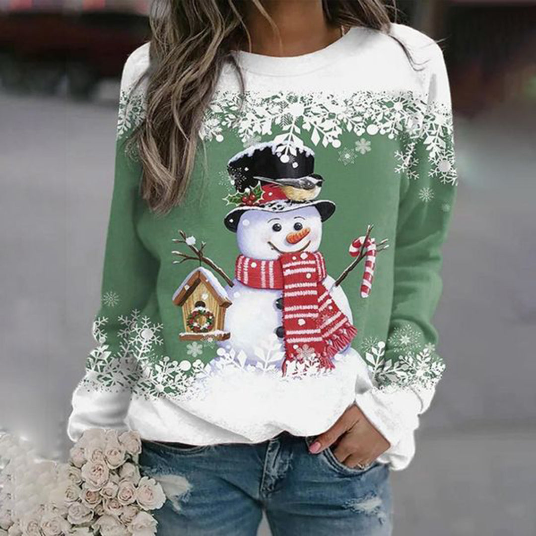 Sweat de Noël à Motif Bonhomme de Neige pour Femme