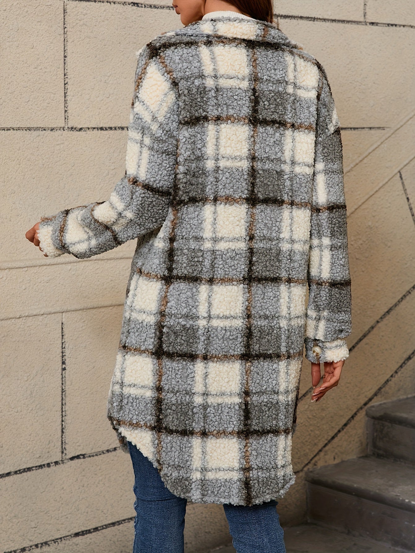 Teddy fleece jacket with elasticated hem relaxed fit for women