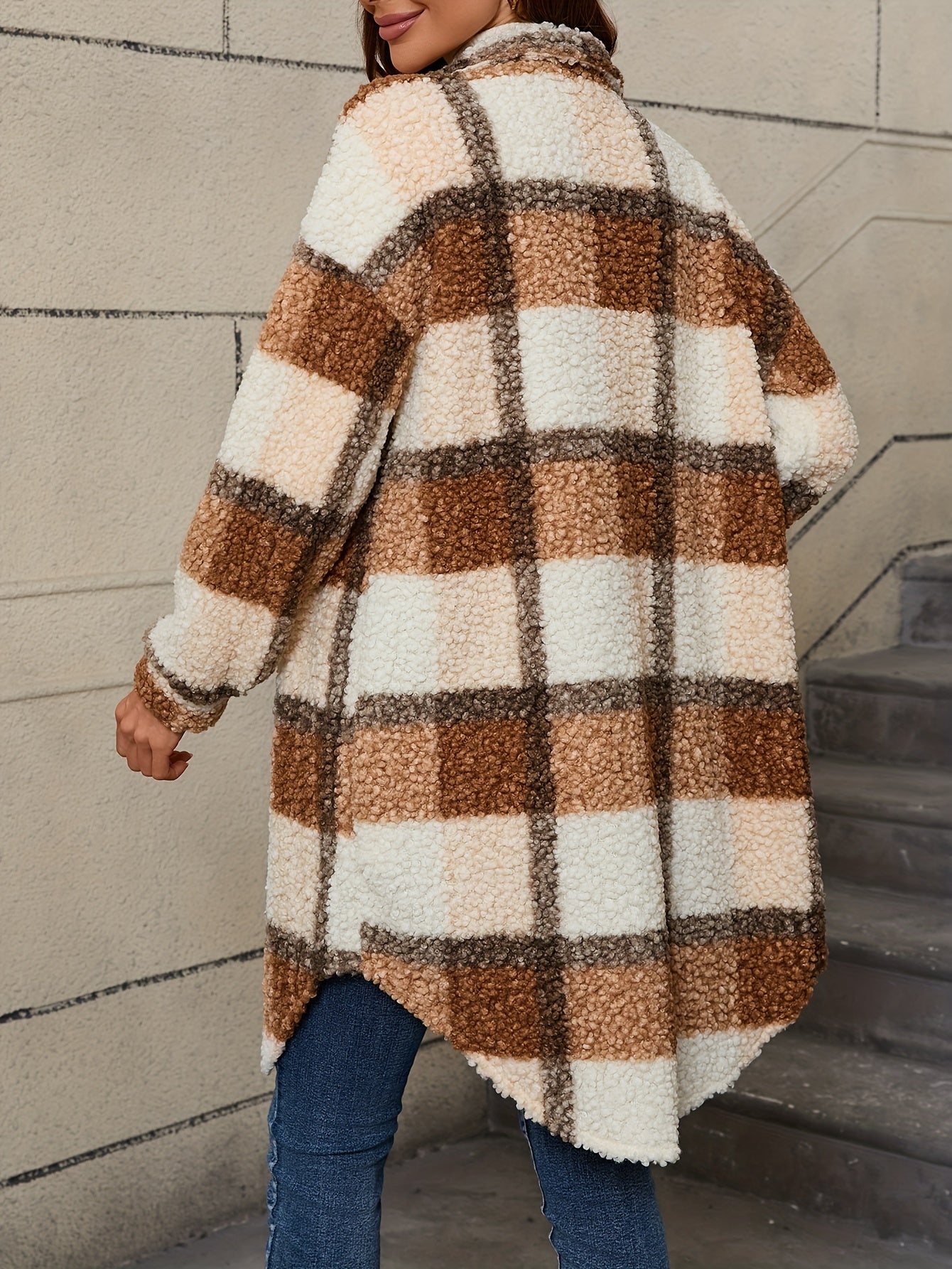 Teddy fleece jacket with side pockets relaxed fit for women
