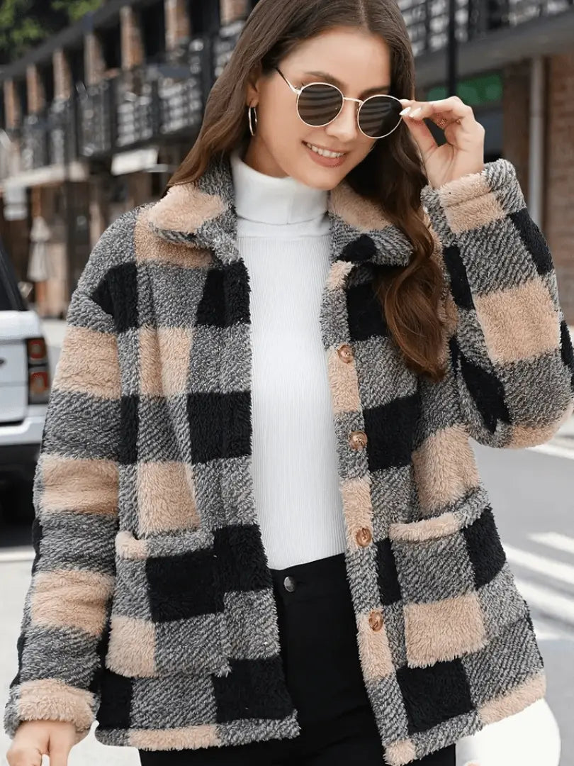 Veste en Polaire à Carreaux Femme