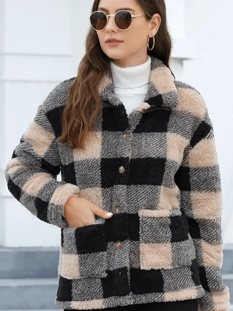 Veste en Polaire à Carreaux Femme