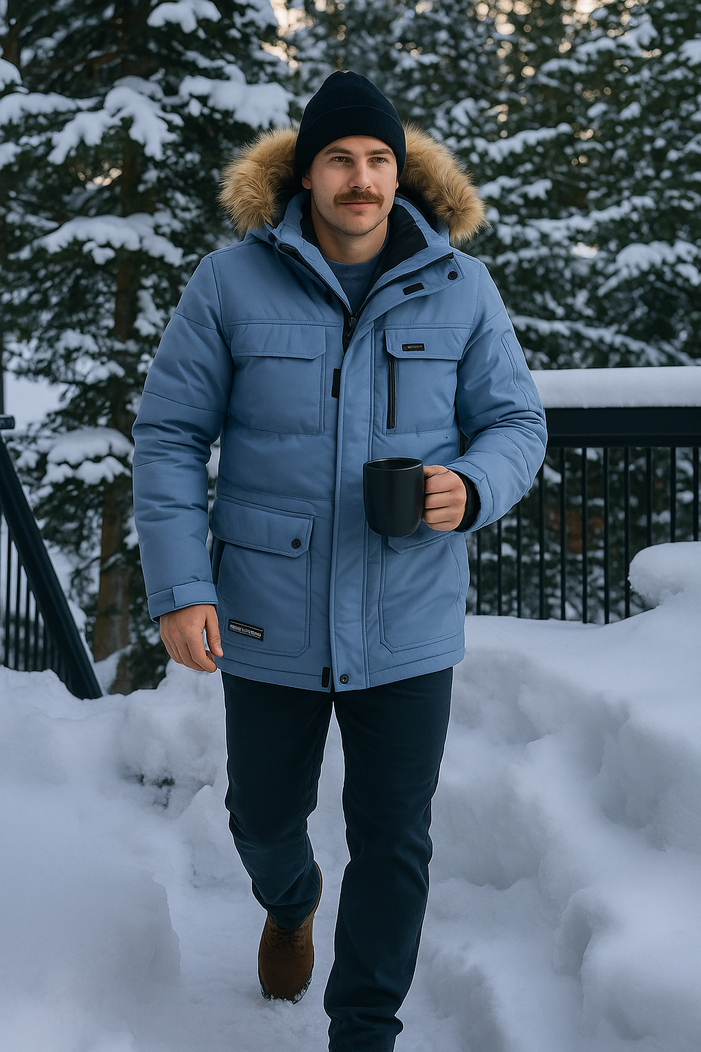 Insulated winter jacket with adjustable hood regular fit for men
