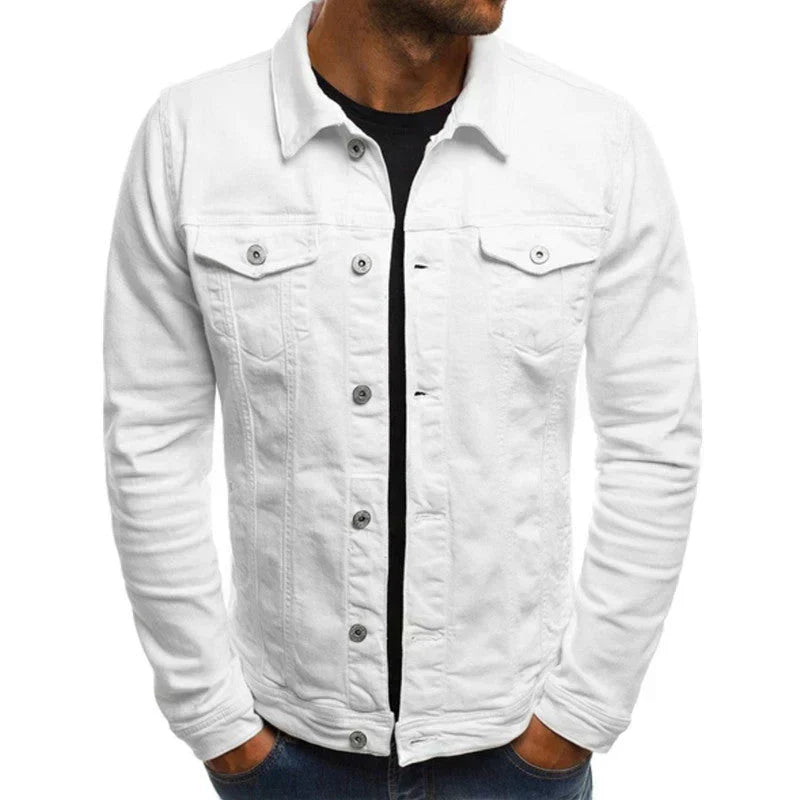 Veste en Jean Classique à Boutons Coupe Slim Homme