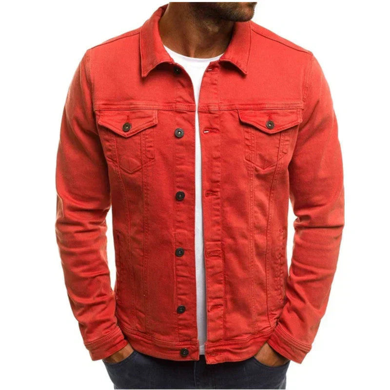 Veste en Jean Classique à Boutons Coupe Slim Homme