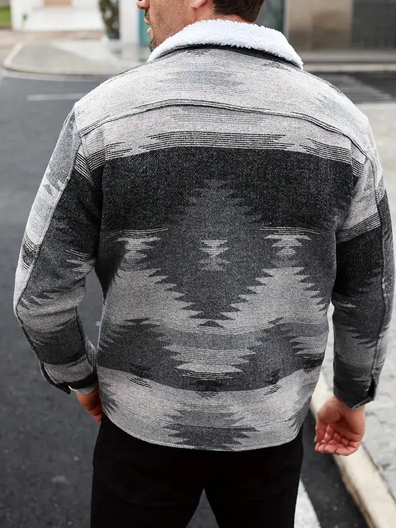 wool blend jacket back view displaying seam construction and fit