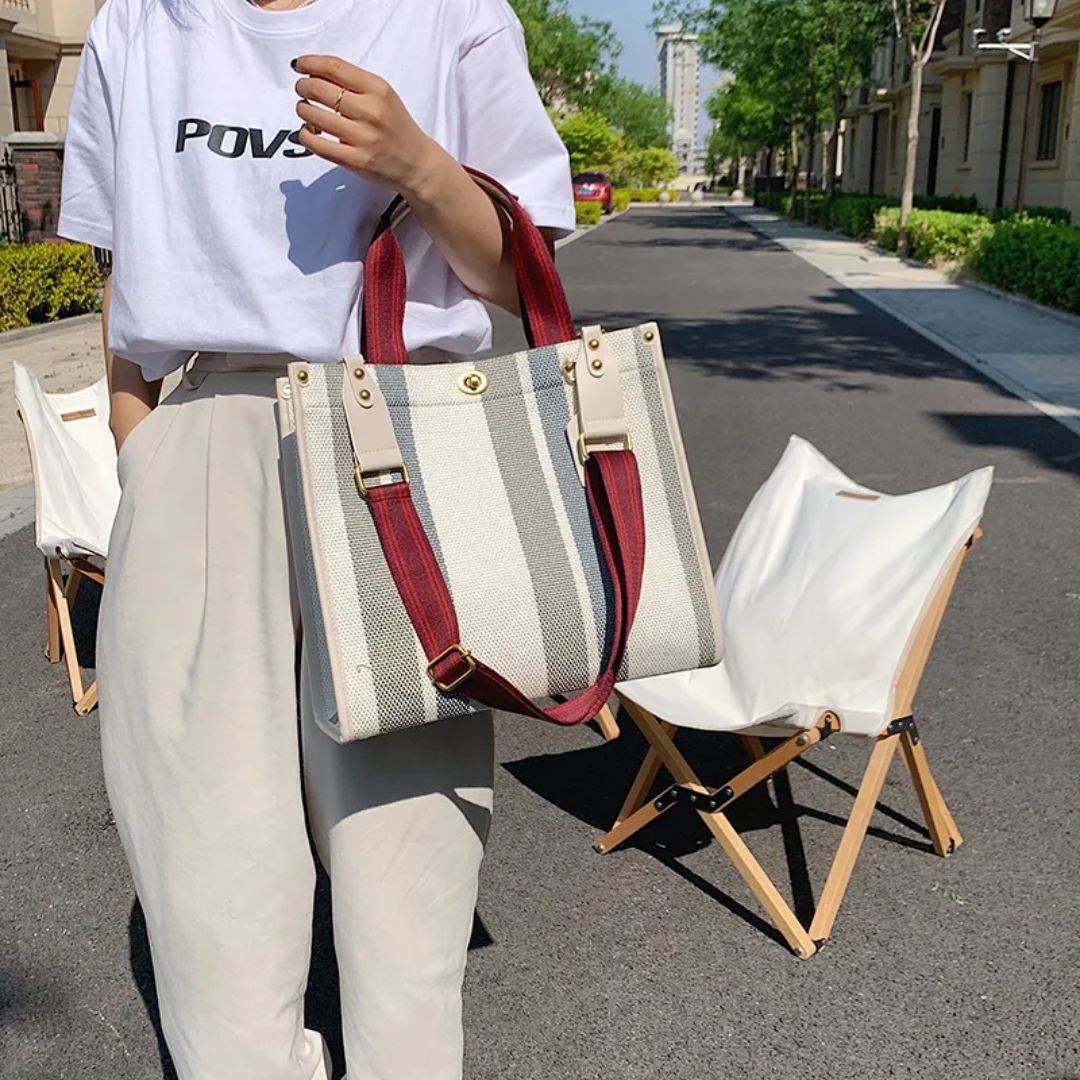 Sac Cabas à Rayures Femme