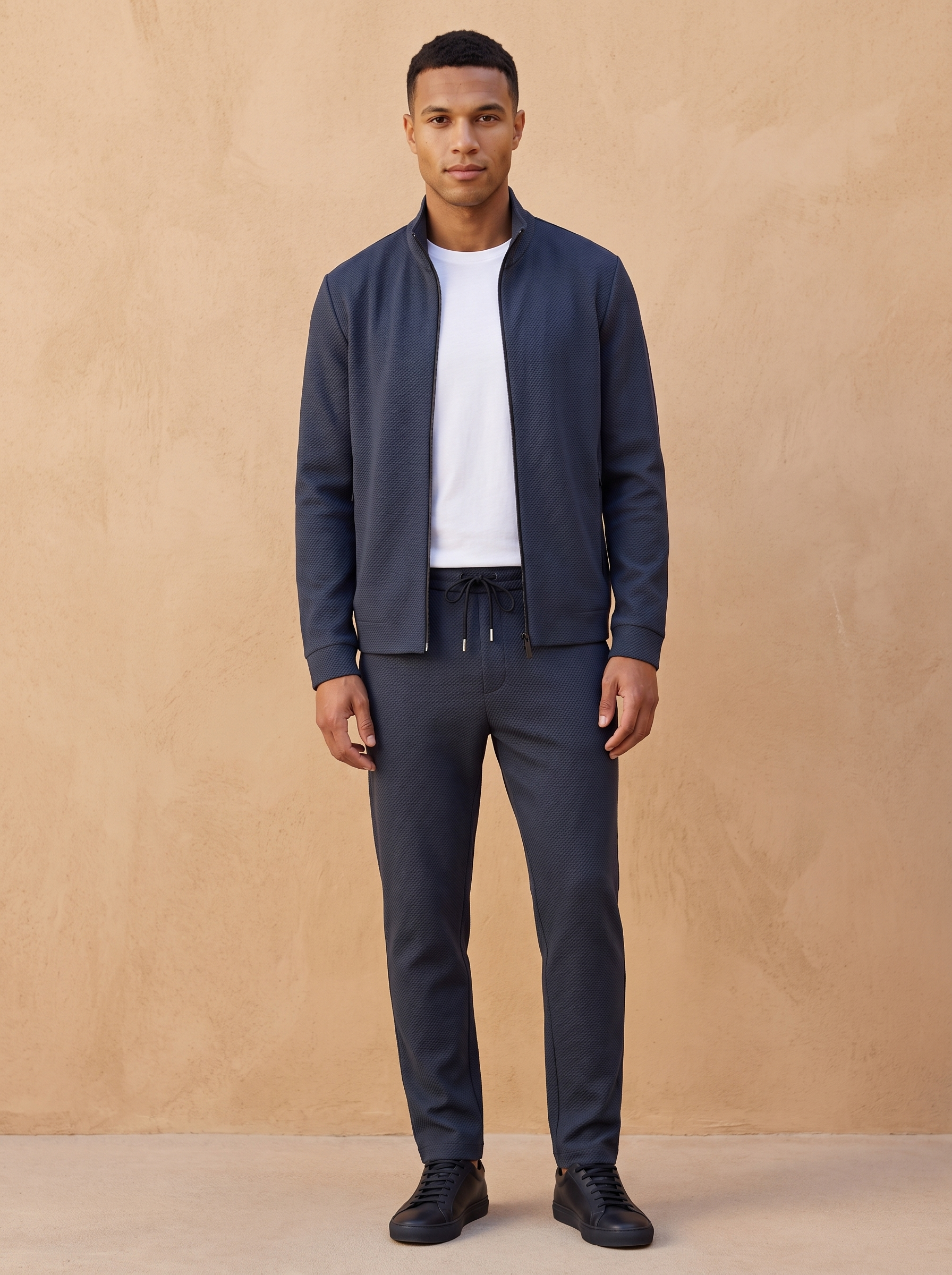 Cotton zip tracksuit set men