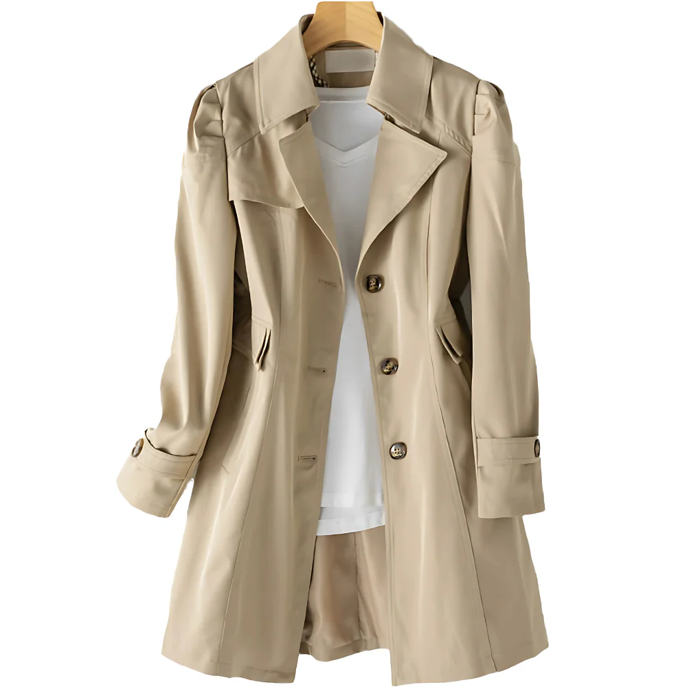 Manteau Long Structuré à Boutons Coupe Slim Femme