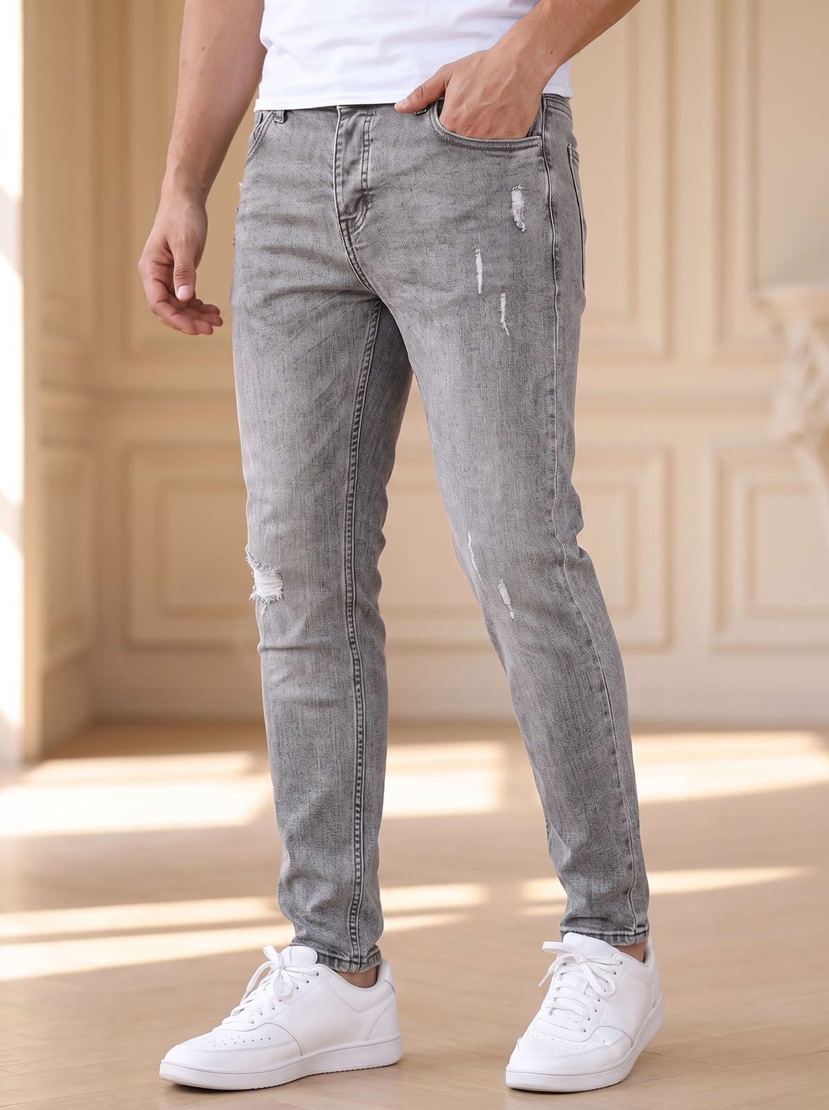 Slim fit tailored trousers men