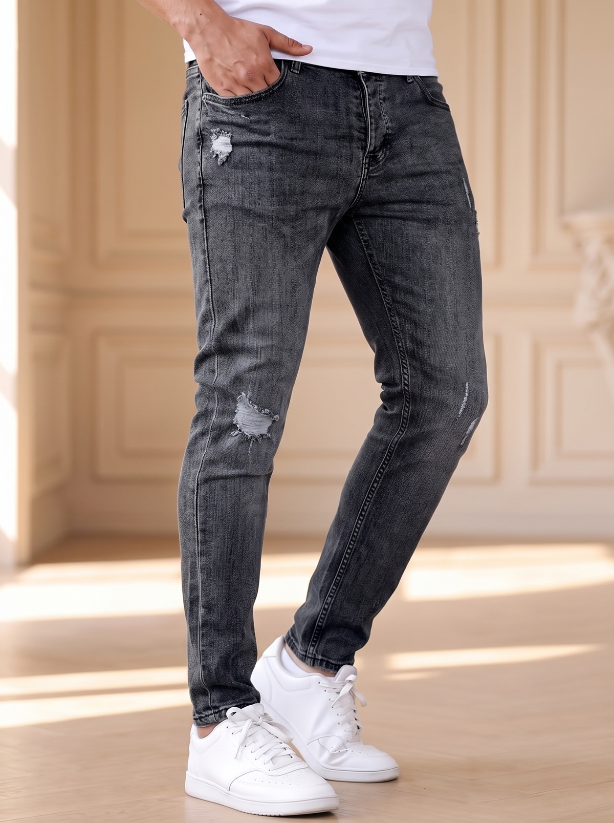 Slim fit trousers for men