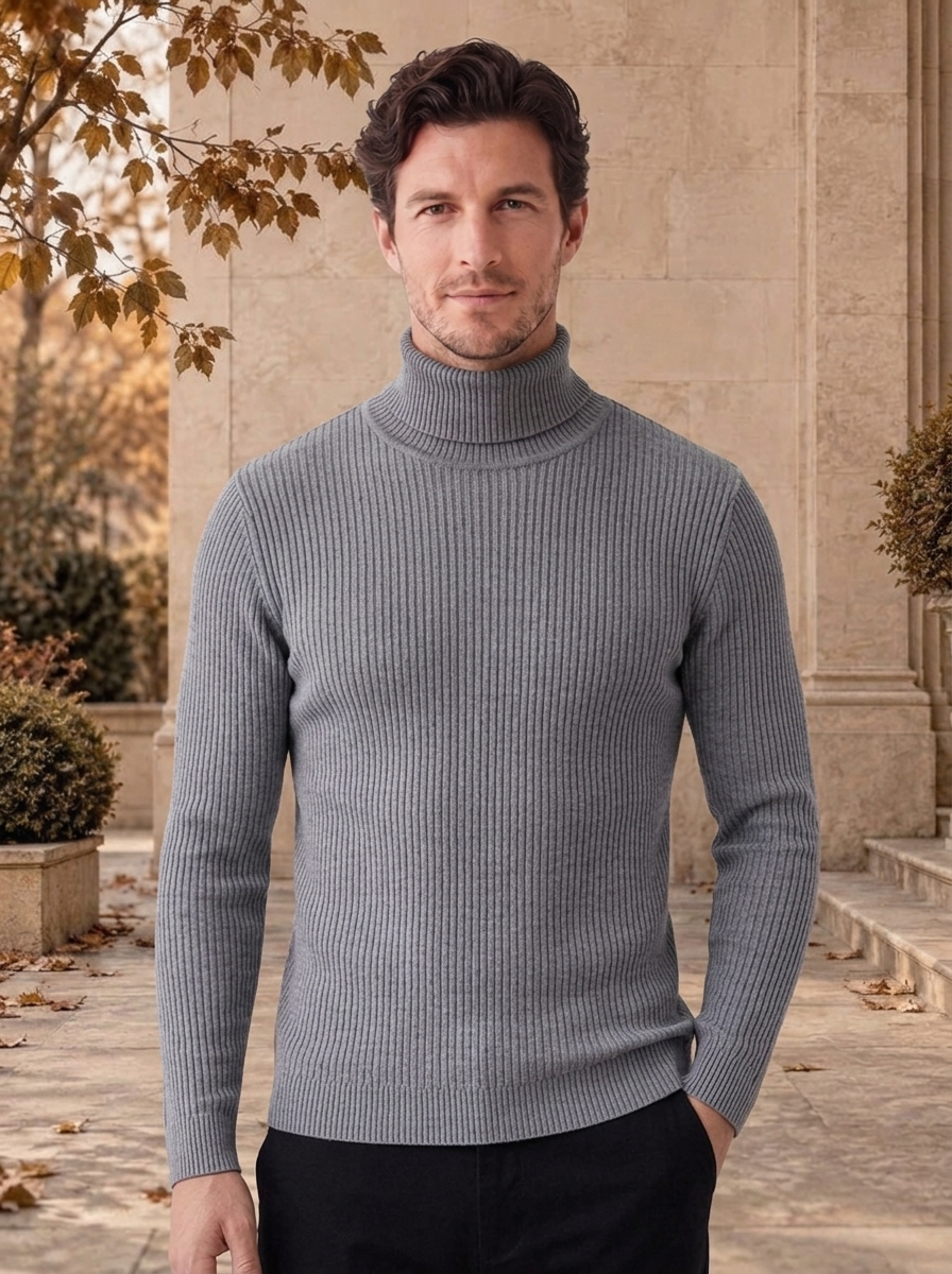 Men's textured cable knit jumper for autumn