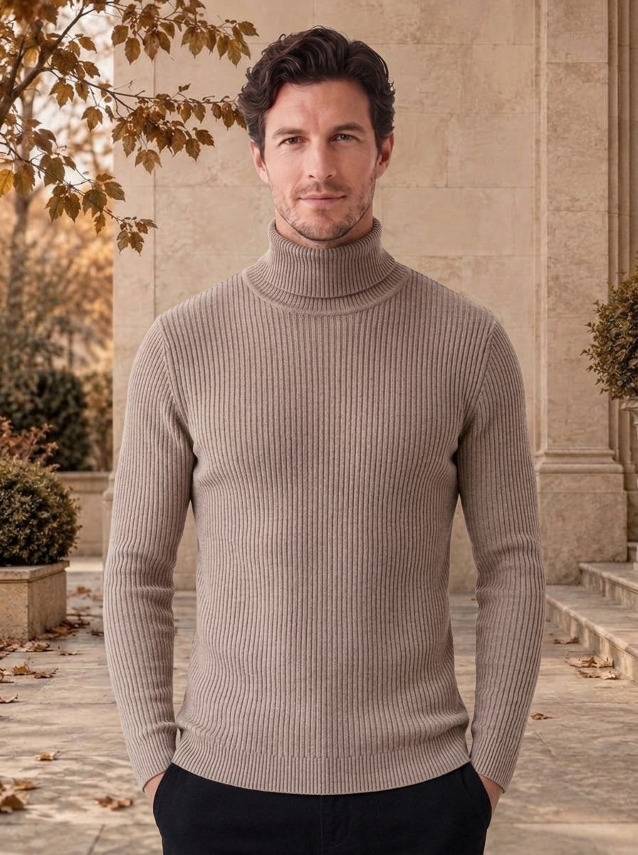 Men's cable knit jumper for seasonal layering