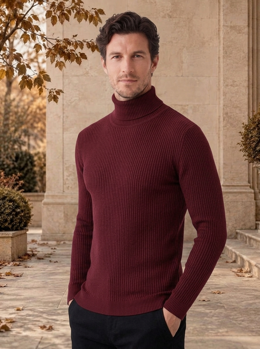 Men's knitted turtleneck jumper for autumn