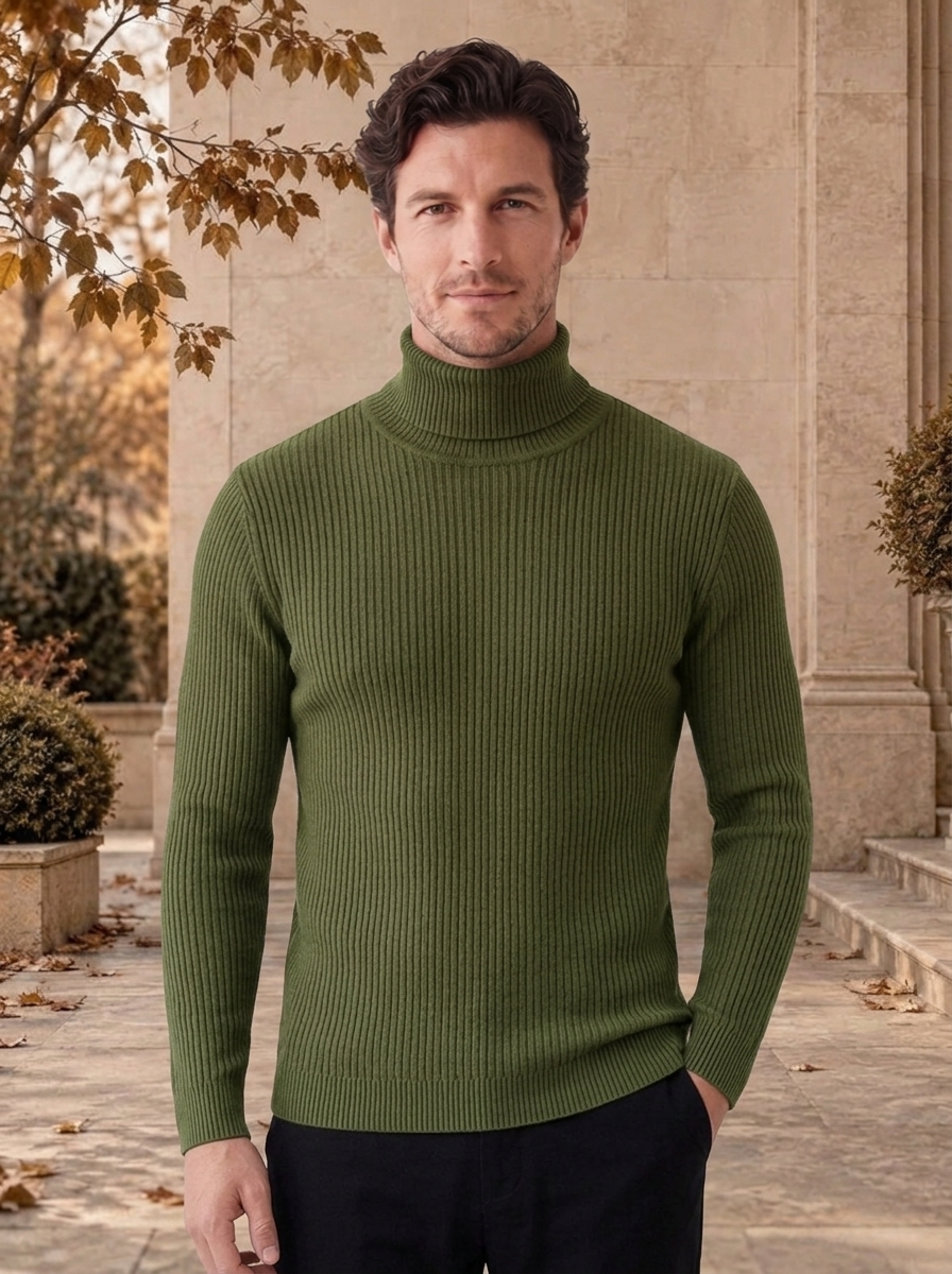 Men's ribbed cable knit jumper for fall