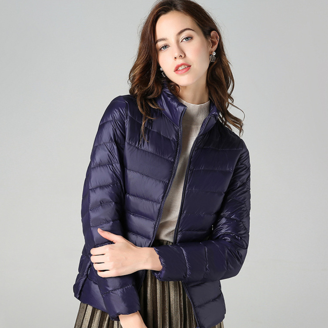 Hooded winter jacket with quilted panels slim fit for women