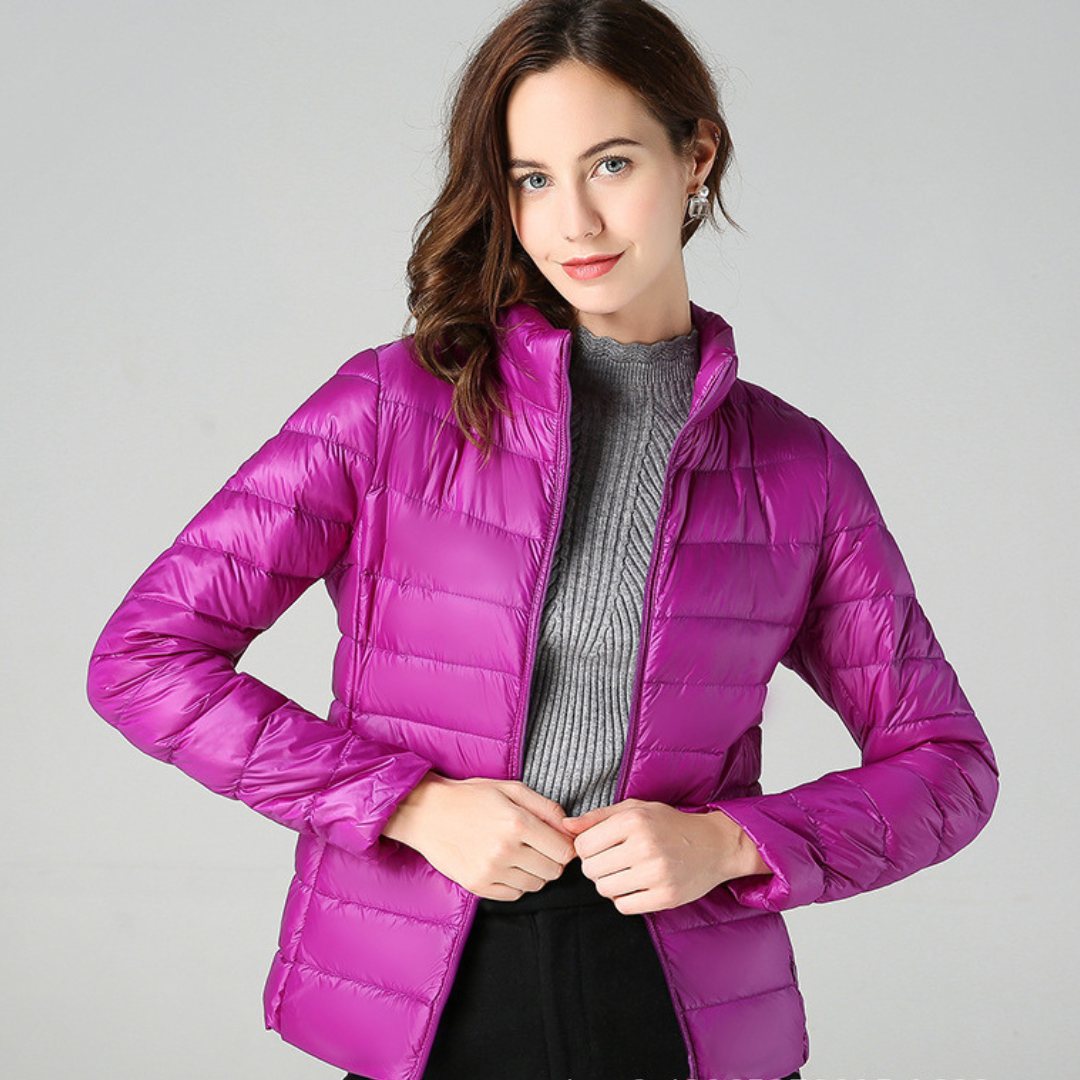 Quilted winter jacket with ribbed cuffs slim fit for women