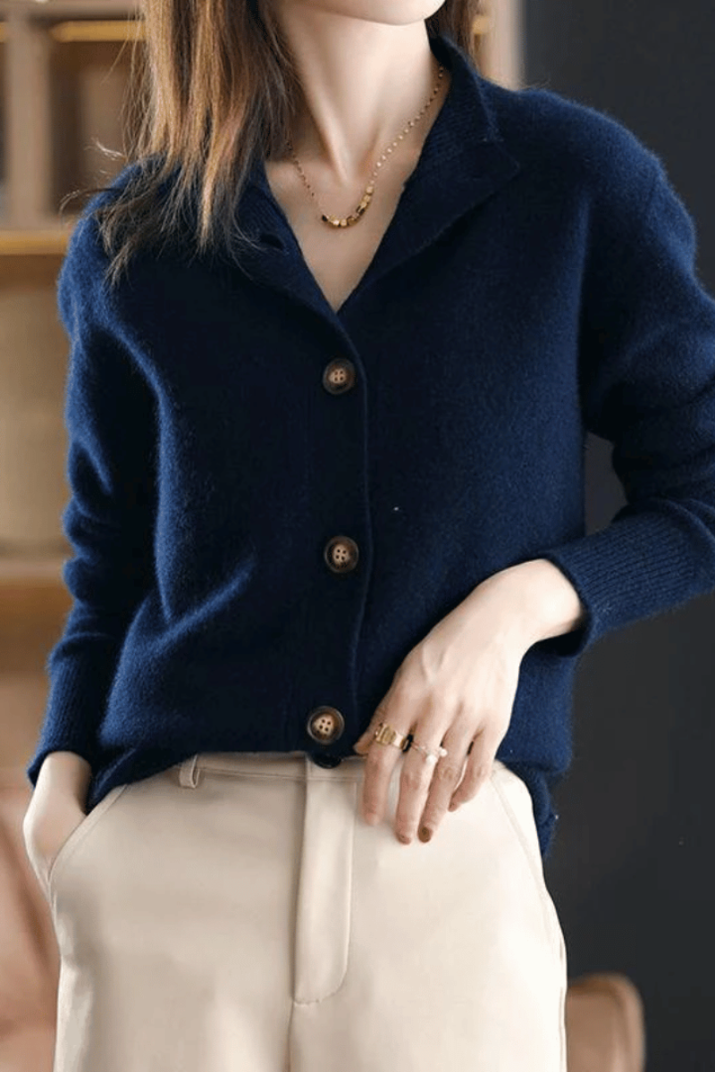 Cardigan Col Montant & Boutons Décoratifs Femme
