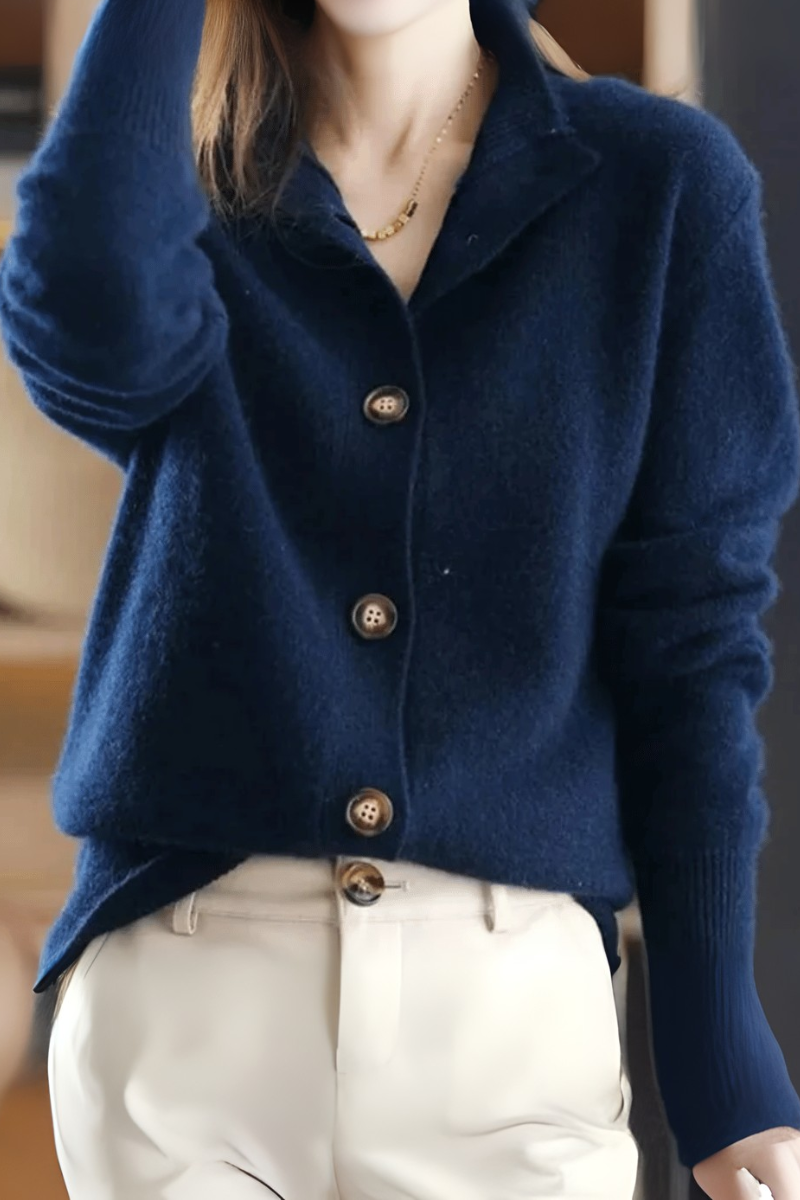 Cardigan Col Montant & Boutons Décoratifs Femme