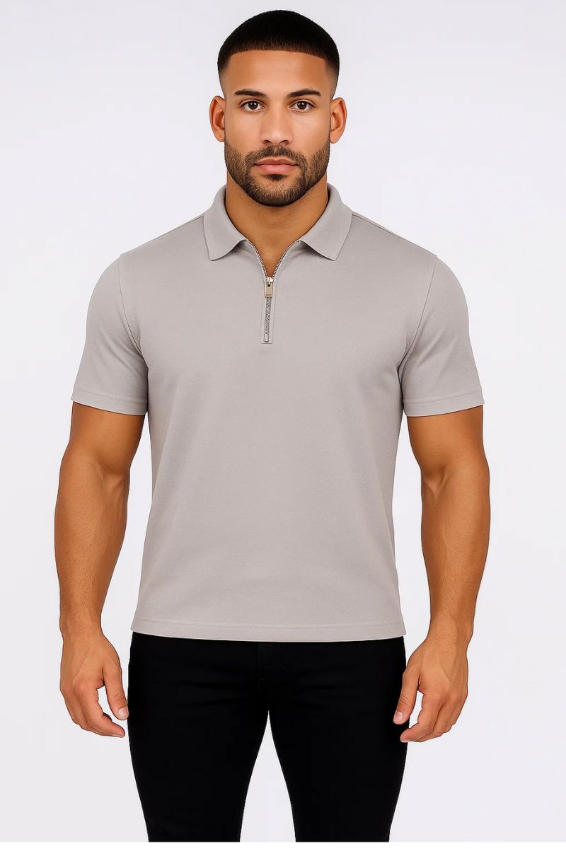 Polo Zippé | Guillaume – Gris Clair