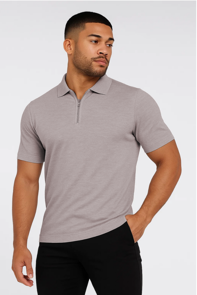 Polo Zippé | Guillaume – Gris Clair