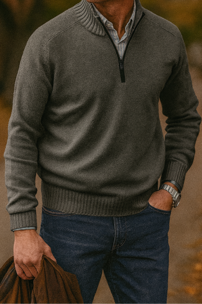 Pull à Col Montant Zippé Homme