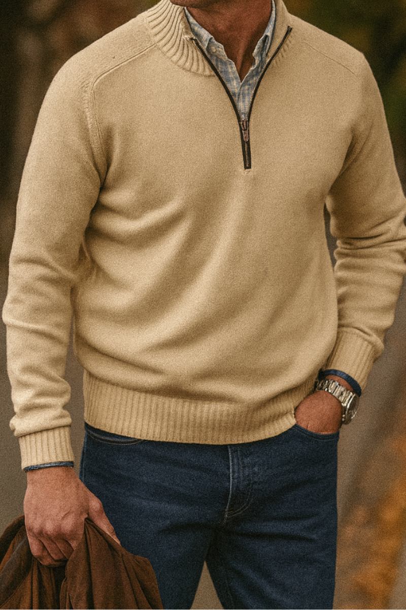 Pull à Col Montant Zippé Homme