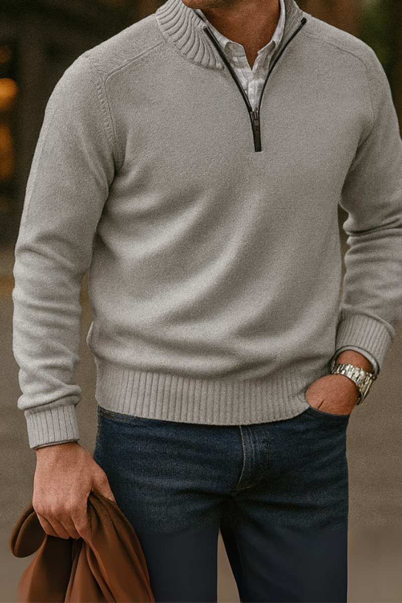 Pull à Col Montant Zippé Homme