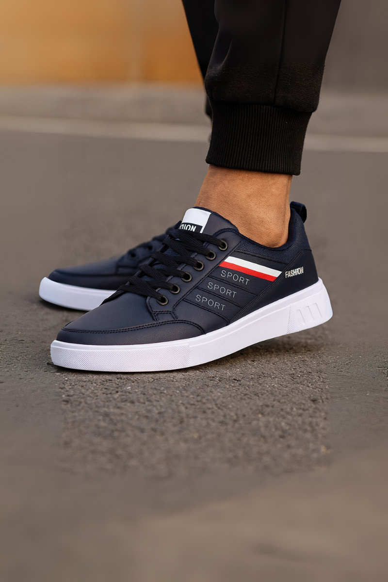 Baskets Blanches en Cuir PU Respirant Homme