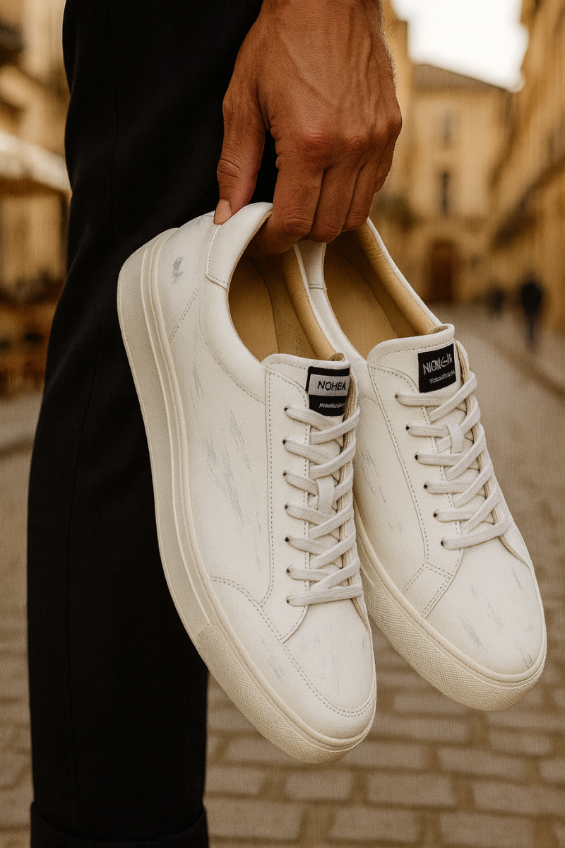 Baskets Cuir Blanc & Bout Renforcé Homme